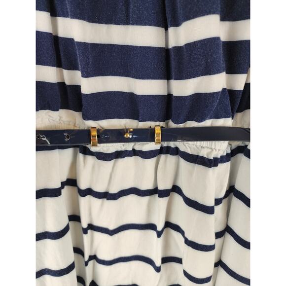 Elle Women's Sundress 90s Striped with Belt Size Small - Picture 2 of 8